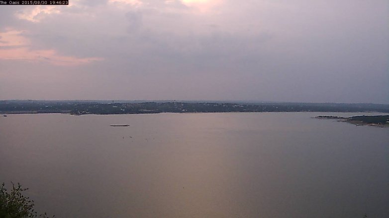 Lake Travis webcam, August 30, 2015 6:55 PM CT