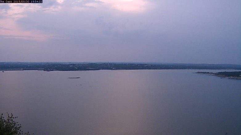 Lake Travis webcam, August 30, 2015 7:00 PM CT