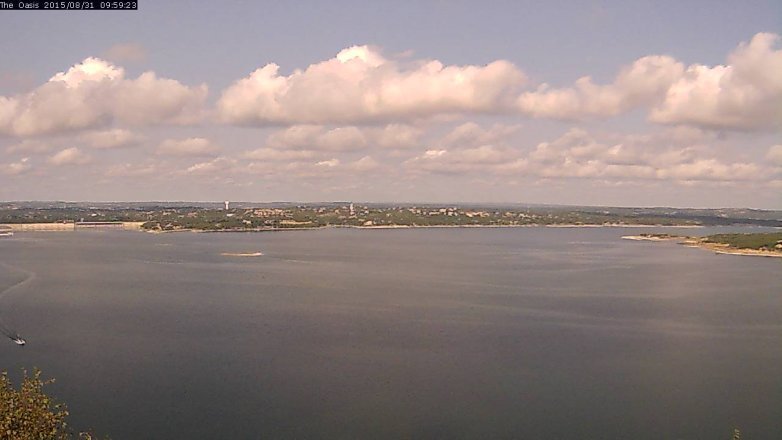 Lake Travis webcam, August 31, 2015 9:05 AM CT