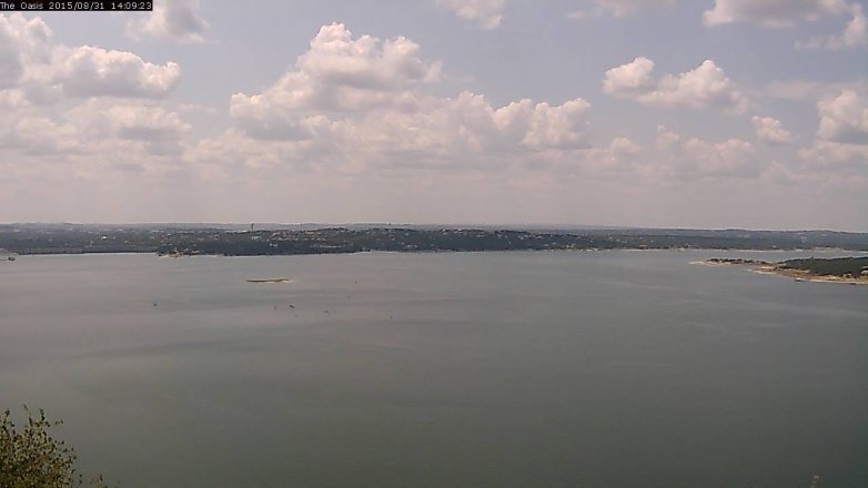 Lake Travis webcam, August 31, 2015 1:15 PM CT