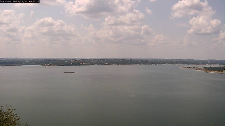 Lake Travis webcam, August 31, 2015 1:30 PM CT