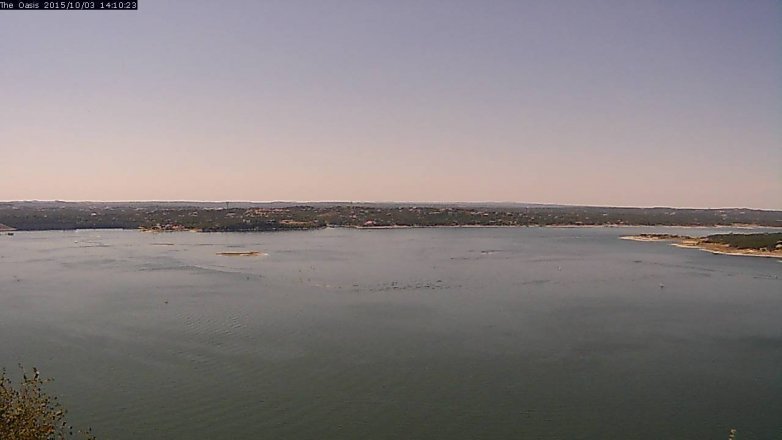Lake Travis webcam, October 3, 2015 1:15 PM CT