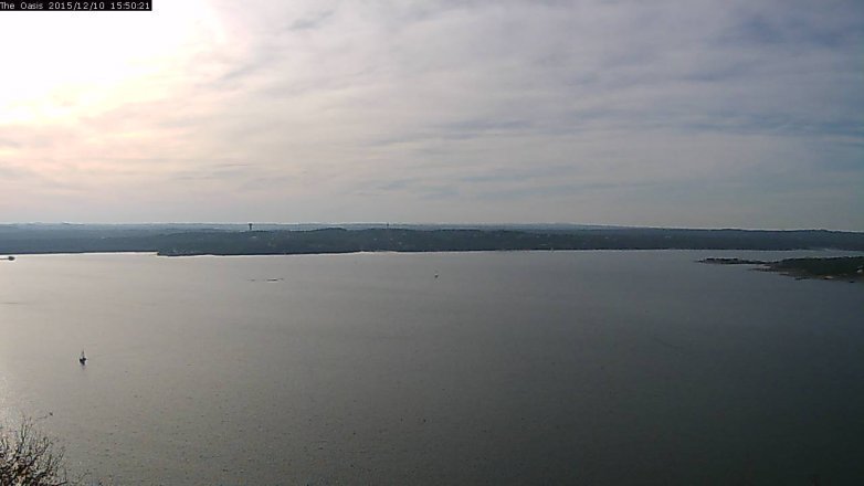 Lake Travis webcam, December 10, 2015 2:55 PM CT