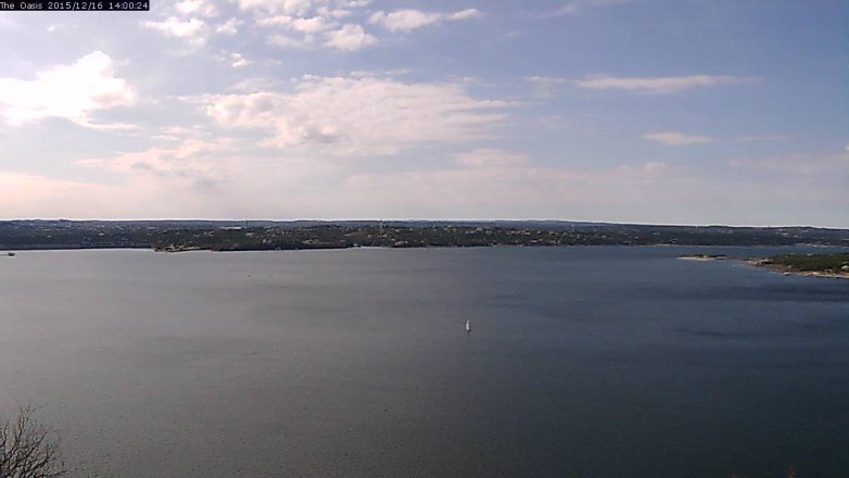 Lake Travis webcam, December 16, 2015 1:05 PM CT
