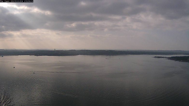Lake Travis webcam, December 24, 2015 2:35 PM CT