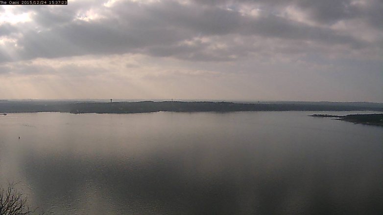 Lake Travis webcam, December 24, 2015 2:45 PM CT