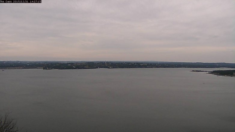 Lake Travis webcam, December 31, 2015 1:35 PM CT