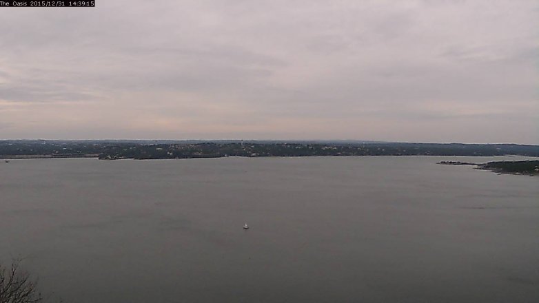 Lake Travis webcam, December 31, 2015 1:45 PM CT
