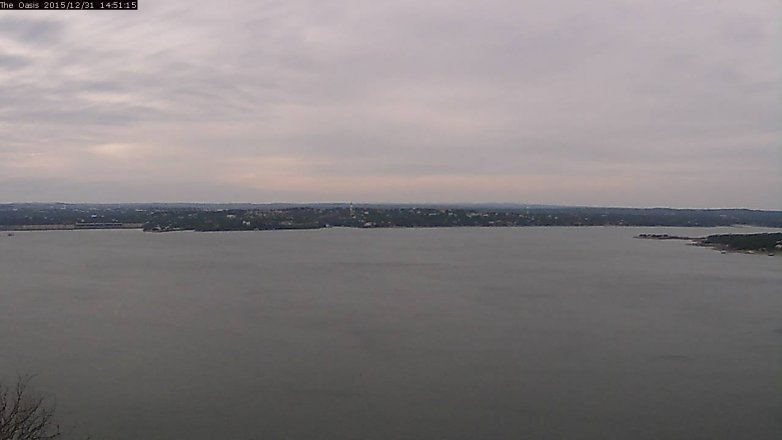 Lake Travis webcam, December 31, 2015 1:55 PM CT