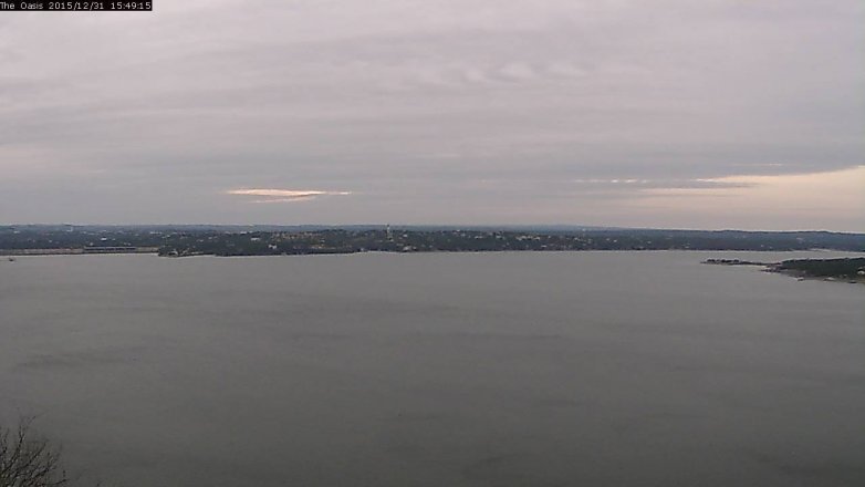 Lake Travis webcam, December 31, 2015 2:55 PM CT
