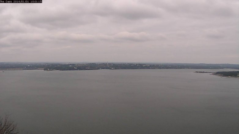Lake Travis webcam, January 1, 2016 9:05 AM CT