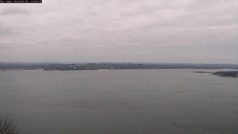 Lake Travis webcam, January 1, 2016 9:15 AM CT