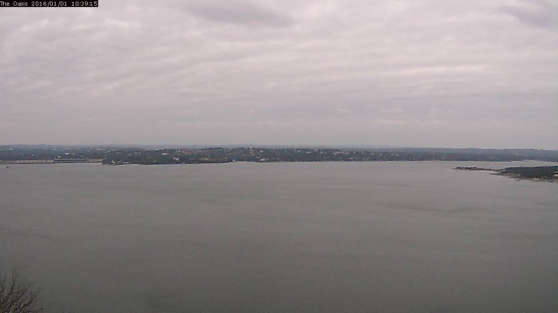 Lake Travis webcam, January 1, 2016 9:45 AM CT