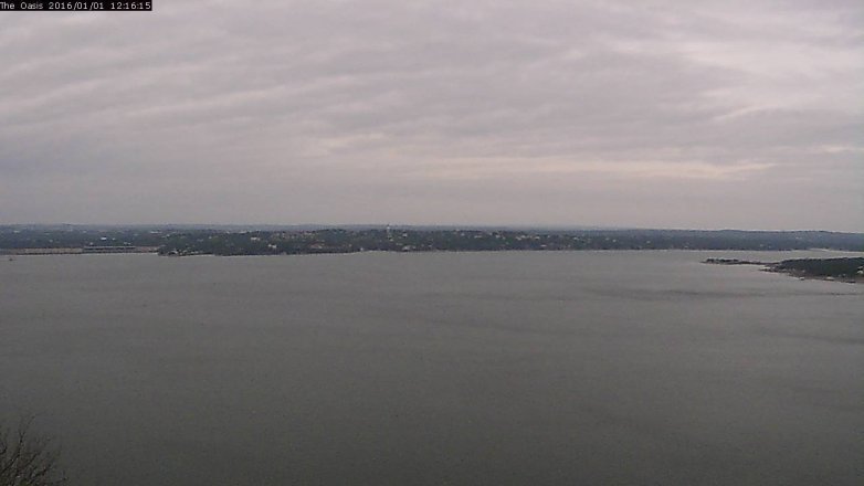 Lake Travis webcam, January 1, 2016 11:20 AM CT