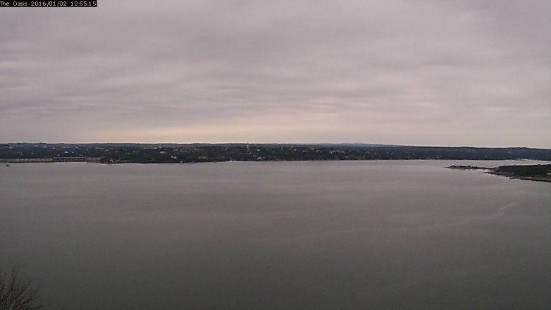 Lake Travis webcam, January 2, 2016 12:05 PM CT
