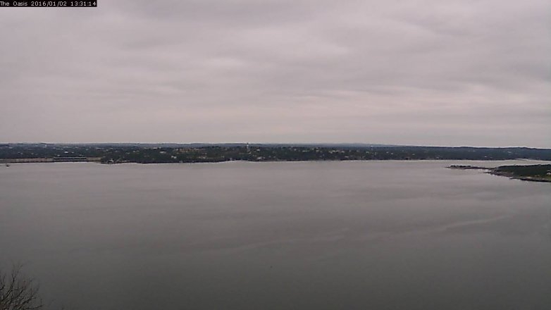 Lake Travis webcam, January 2, 2016 12:40 PM CT