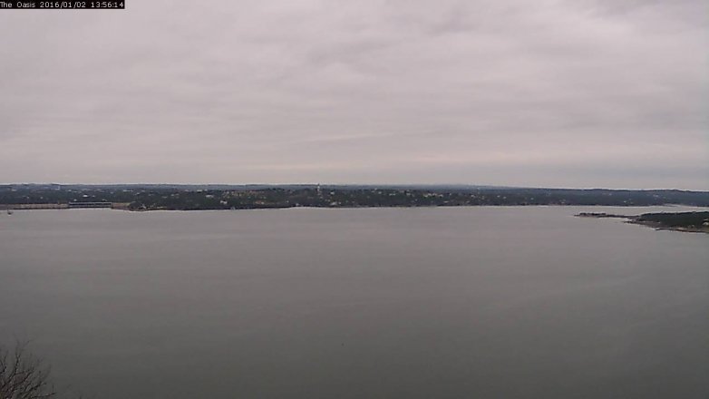 Lake Travis webcam, January 2, 2016 1:00 PM CT