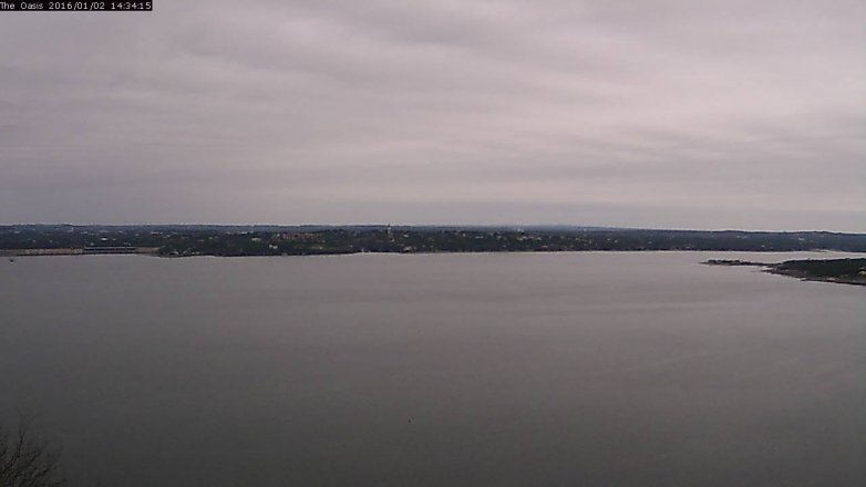 Lake Travis webcam, January 2, 2016 1:40 PM CT