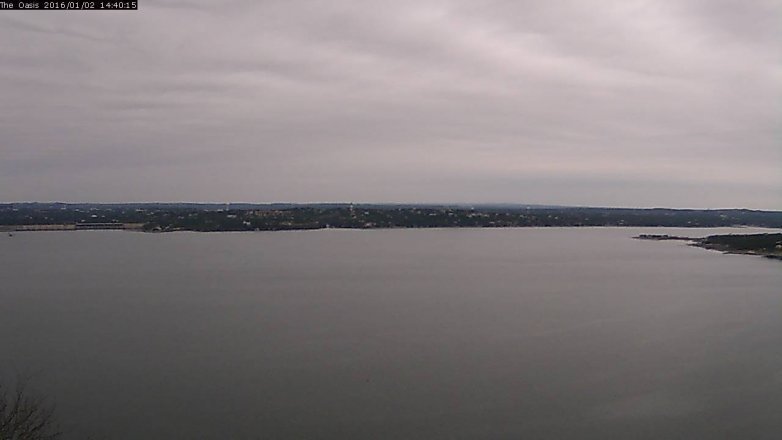 Lake Travis webcam, January 2, 2016 1:45 PM CT