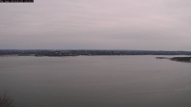 Lake Travis webcam, January 2, 2016 3:15 PM CT