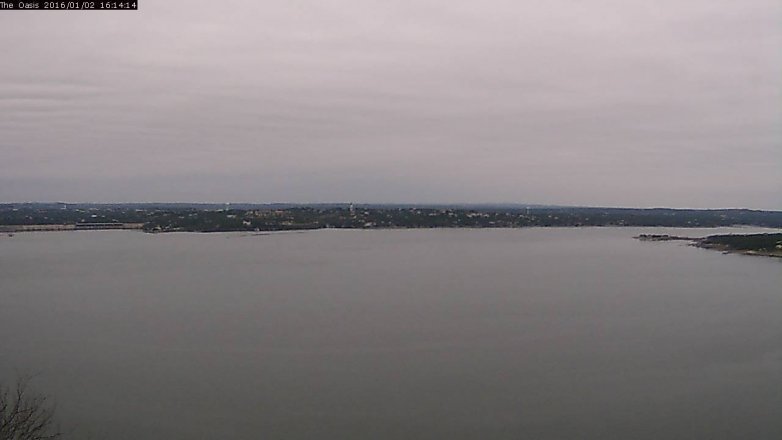 Lake Travis webcam, January 2, 2016 3:20 PM CT