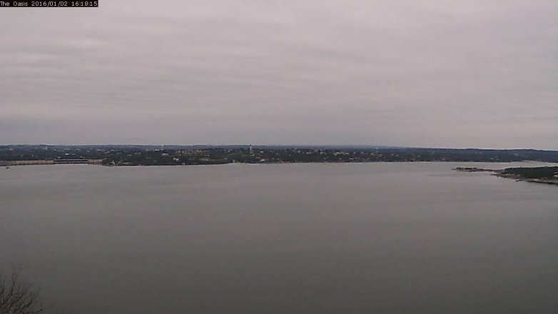 Lake Travis webcam, January 2, 2016 3:25 PM CT