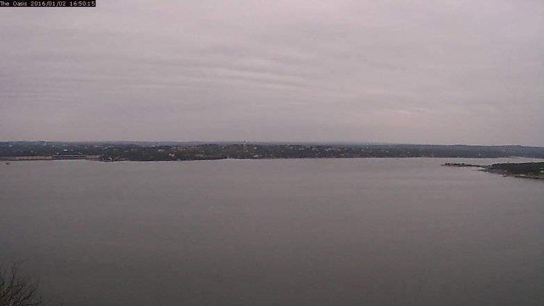 Lake Travis webcam, January 2, 2016 3:55 PM CT