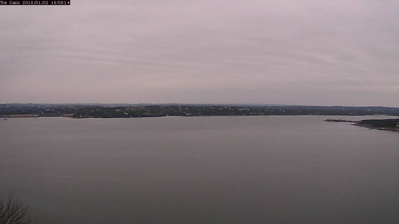 Lake Travis webcam, January 2, 2016 4:05 PM CT