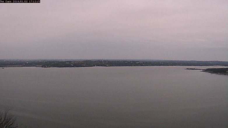 Lake Travis webcam, January 2, 2016 4:20 PM CT