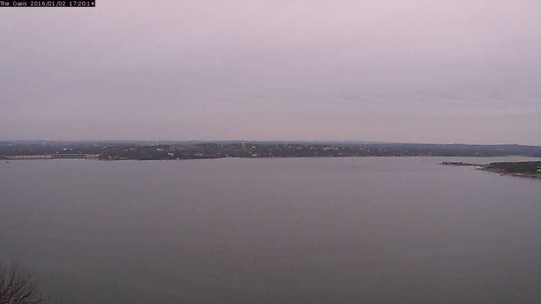 Lake Travis webcam, January 2, 2016 4:25 PM CT