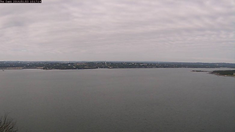 Lake Travis webcam, January 3, 2016 9:25 AM CT