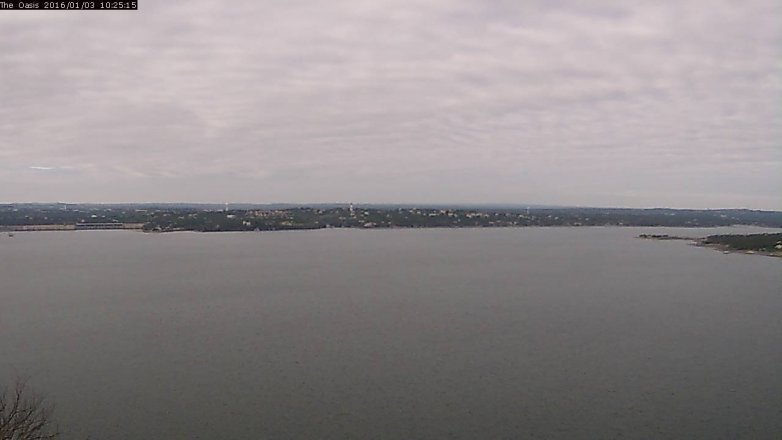 Lake Travis webcam, January 3, 2016 9:30 AM CT