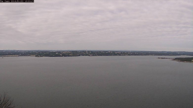 Lake Travis webcam, January 3, 2016 9:40 AM CT