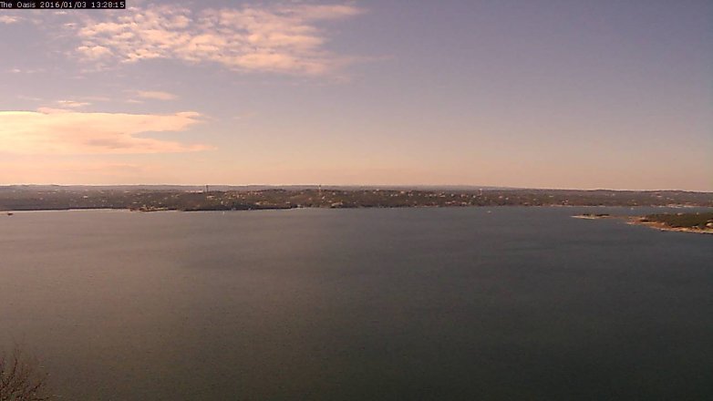 Lake Travis webcam, January 3, 2016 12:35 PM CT