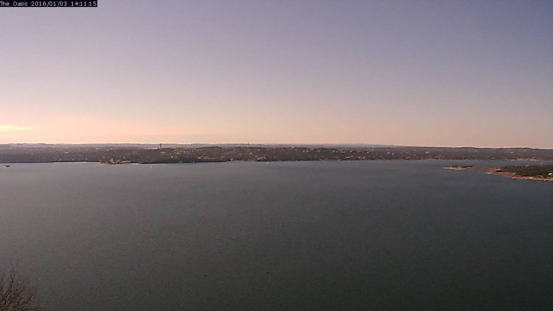 Lake Travis webcam, January 3, 2016 1:15 PM CT