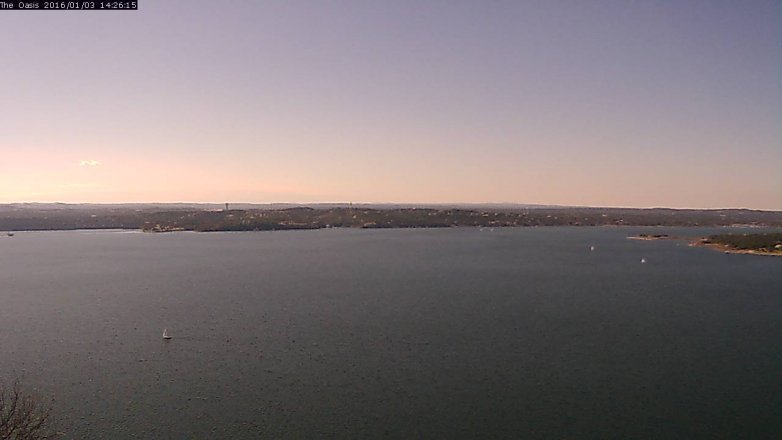 Lake Travis webcam, January 3, 2016 1:35 PM CT