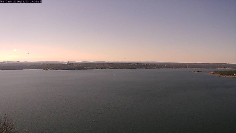 Lake Travis webcam, January 3, 2016 1:40 PM CT