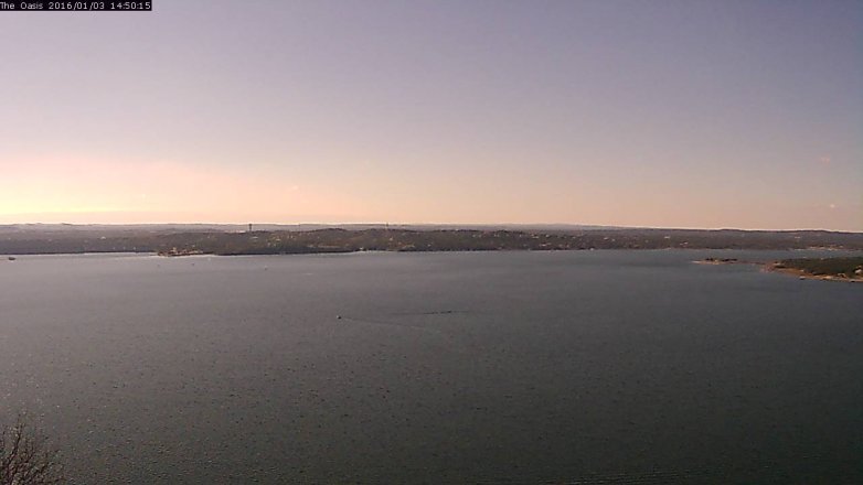 Lake Travis webcam, January 3, 2016 1:55 PM CT