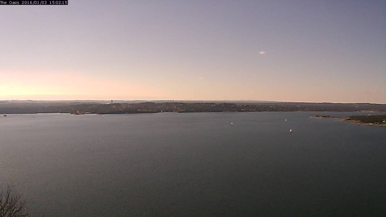 Lake Travis webcam, January 3, 2016 2:10 PM CT