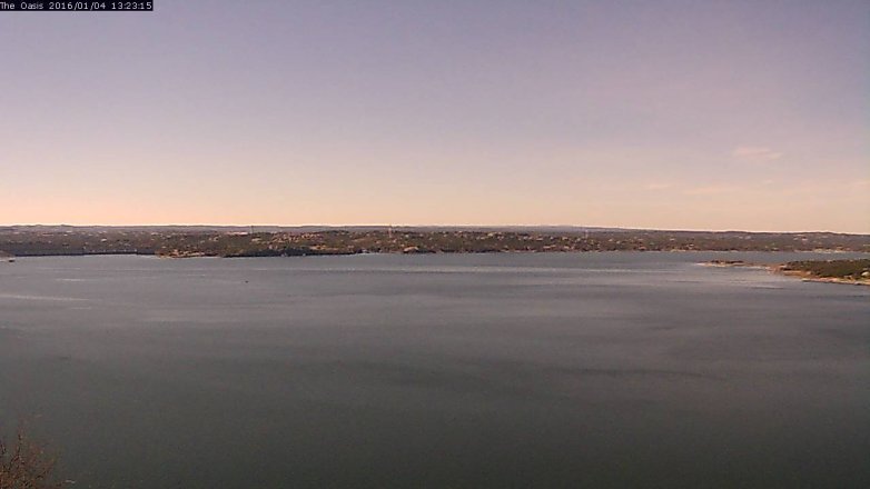 Lake Travis webcam, January 4, 2016 12:30 PM CT