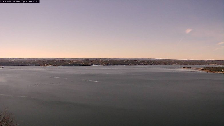 Lake Travis webcam, January 4, 2016 1:35 PM CT