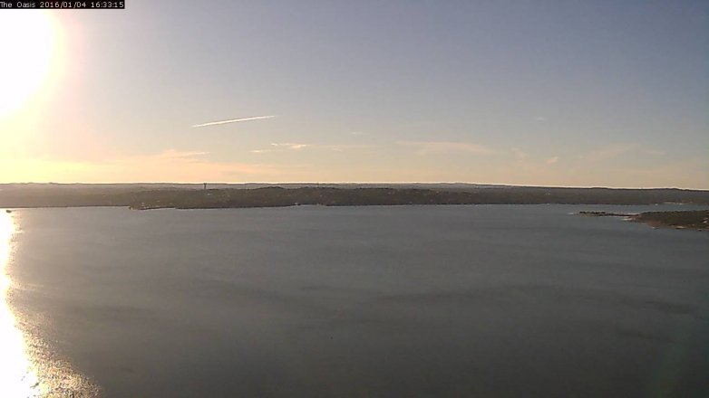 Lake Travis webcam, January 4, 2016 3:40 PM CT