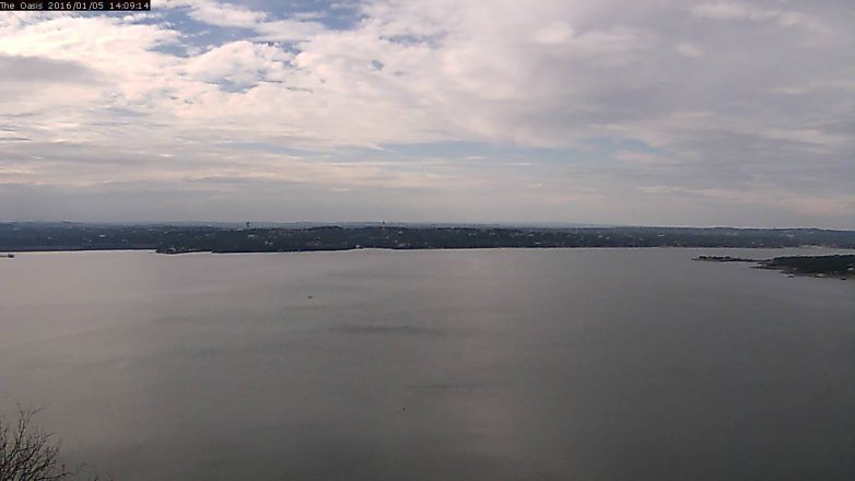 Lake Travis webcam, January 5, 2016 1:15 PM CT