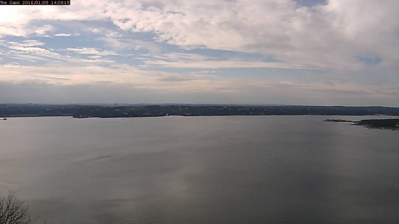 Lake Travis webcam, January 5, 2016 1:35 PM CT