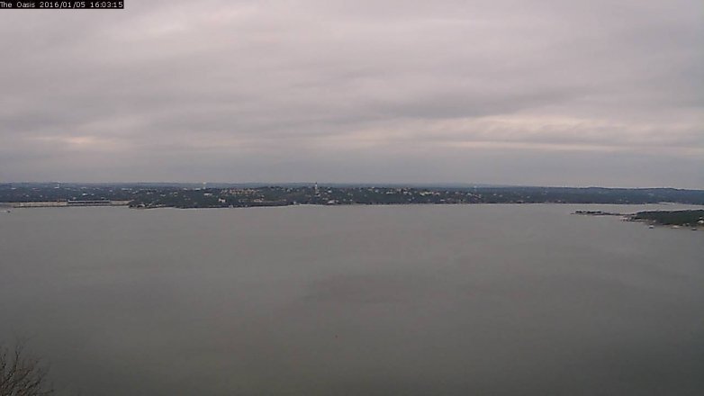 Lake Travis webcam, January 5, 2016 3:10 PM CT