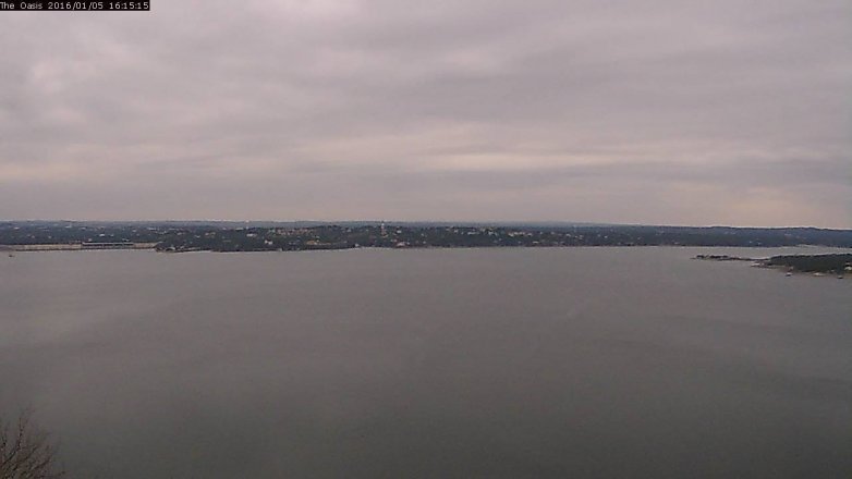 Lake Travis webcam, January 5, 2016 3:20 PM CT
