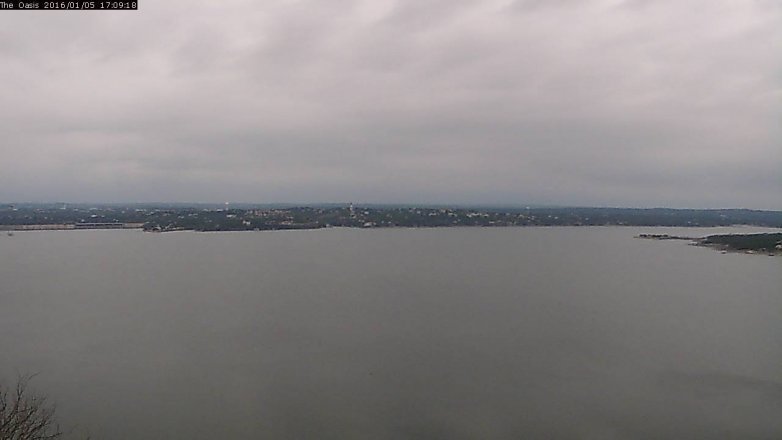 Lake Travis webcam, January 5, 2016 4:15 PM CT