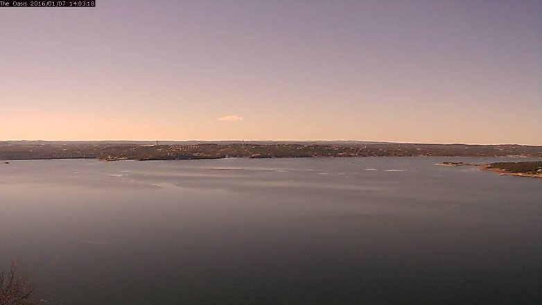 Lake Travis webcam, January 7, 2016 1:10 PM CT