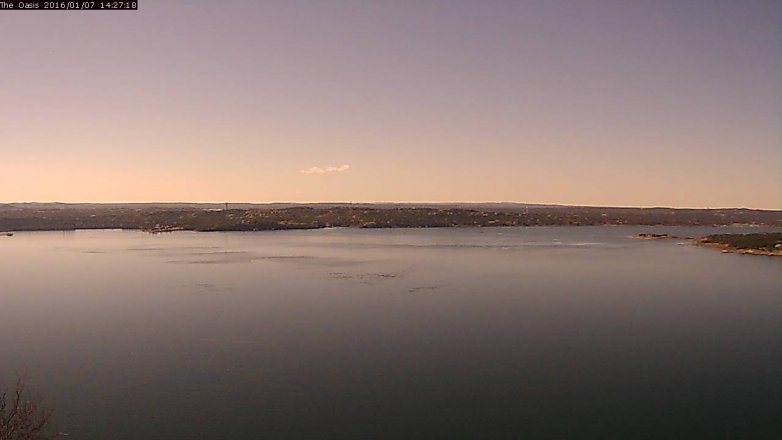 Lake Travis webcam, January 7, 2016 1:35 PM CT