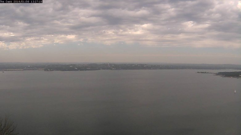 Lake Travis webcam, January 8, 2016 12:35 PM CT